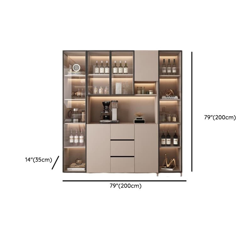 Wide/Standard/Narrow Modern Timber 3 Drawers 2 Shelves/3 Shelves/1 Shelf Glass Doors Pantry Hutch Sideboard thumbnail 30