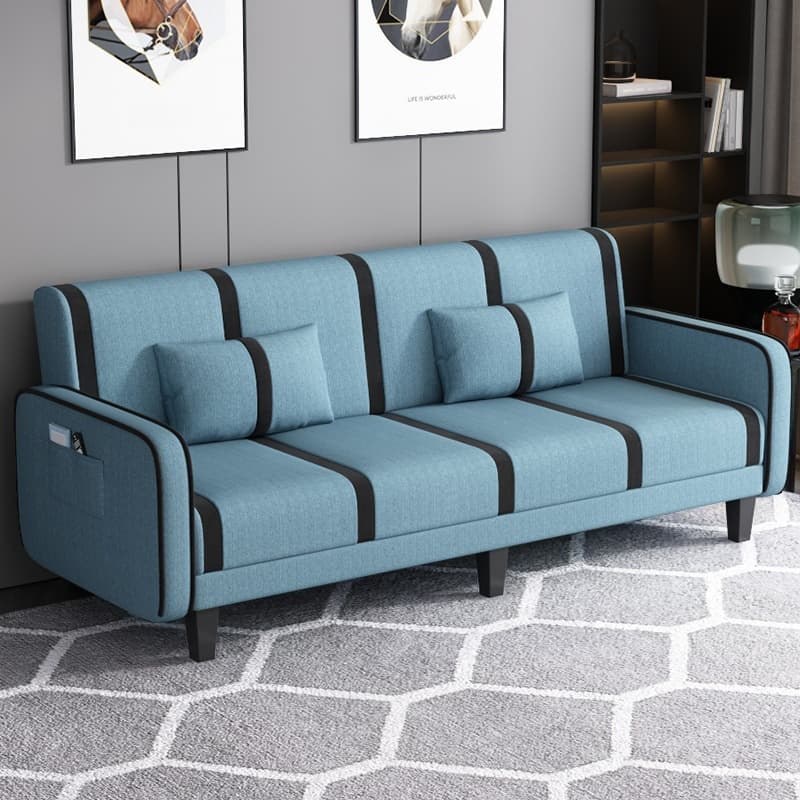 Striped Standard Sofa in Dark Gray/Cerulean/Off-White with Armrest thumbnail 8