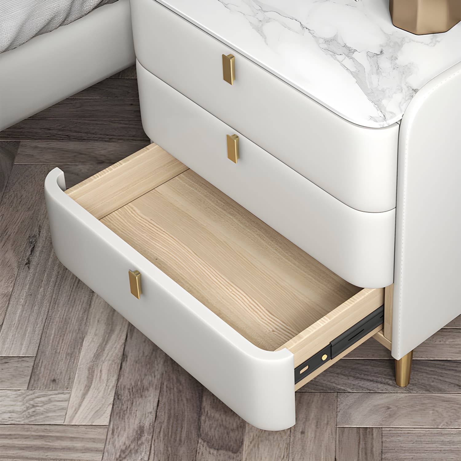 Wooden Nightstand with 3 Drawers Contemporary 25" Tall Nightstand thumbnail 18