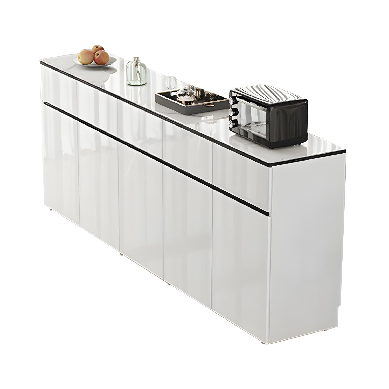 Contemporary Glass Top Sideboard Cabinet with Drawer for Living Room thumbnail 16