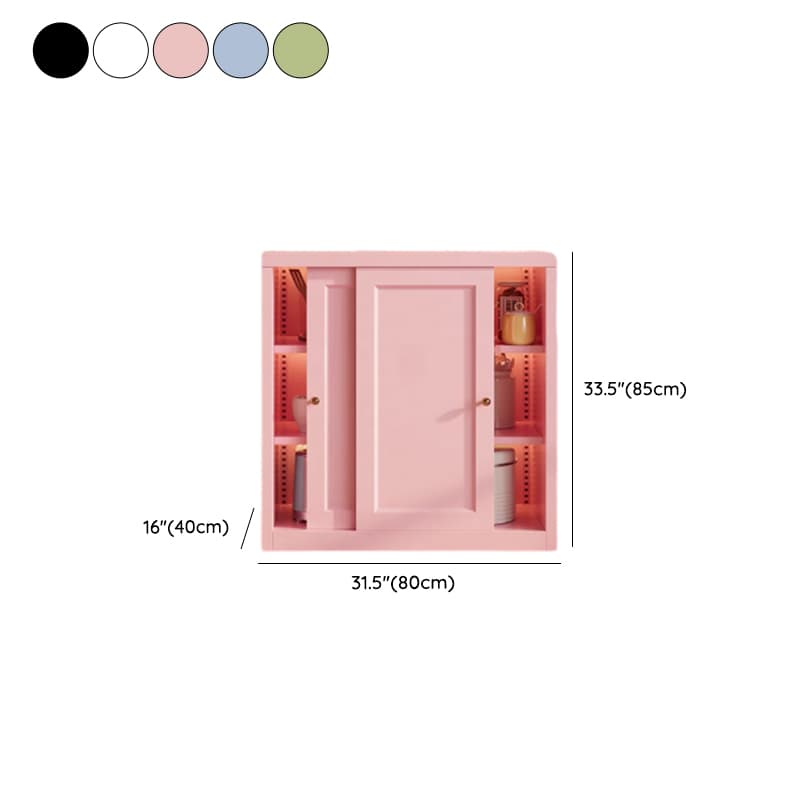 Simple Narrow Iron Countertop Sideboard with Cupboard, Glass Doors, and Changeable Shelf thumbnail 13