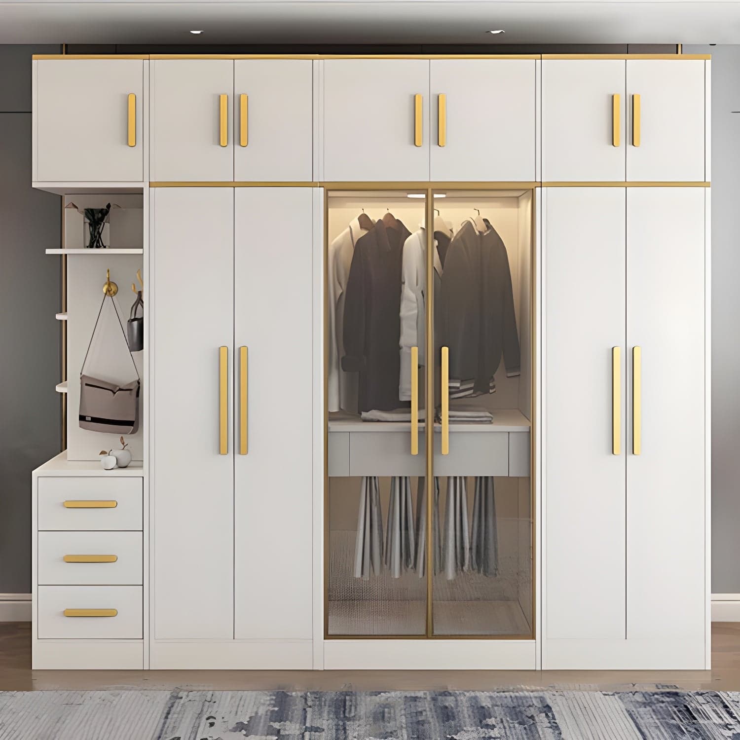 Contemporary Style Wardrobe Wooden Wardrobe Closet with Drawer thumbnail 6