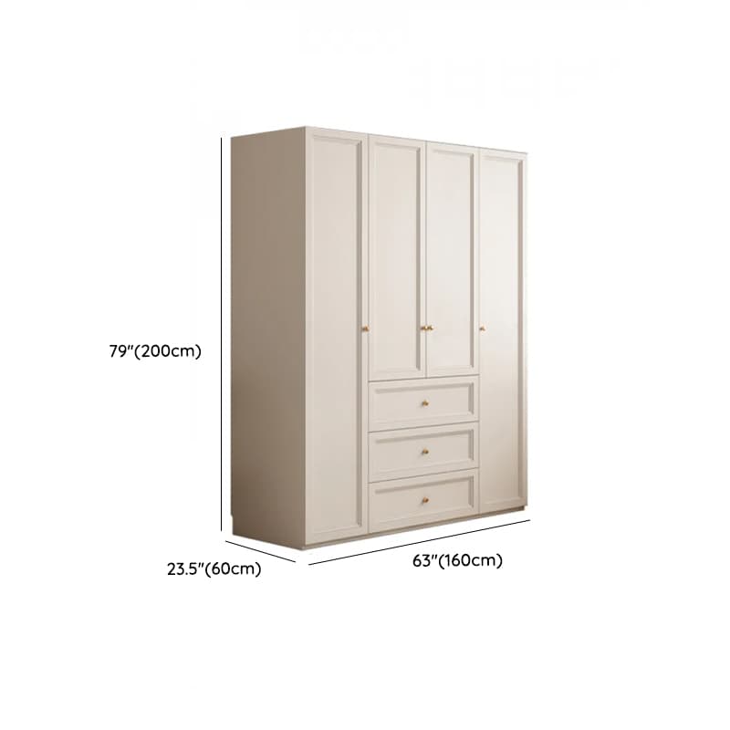 White Minimalist Laminate Wardrobe Closet with 3-Drawer, Soft Close Door, Interior Shelves, and Clothing Rod thumbnail 10