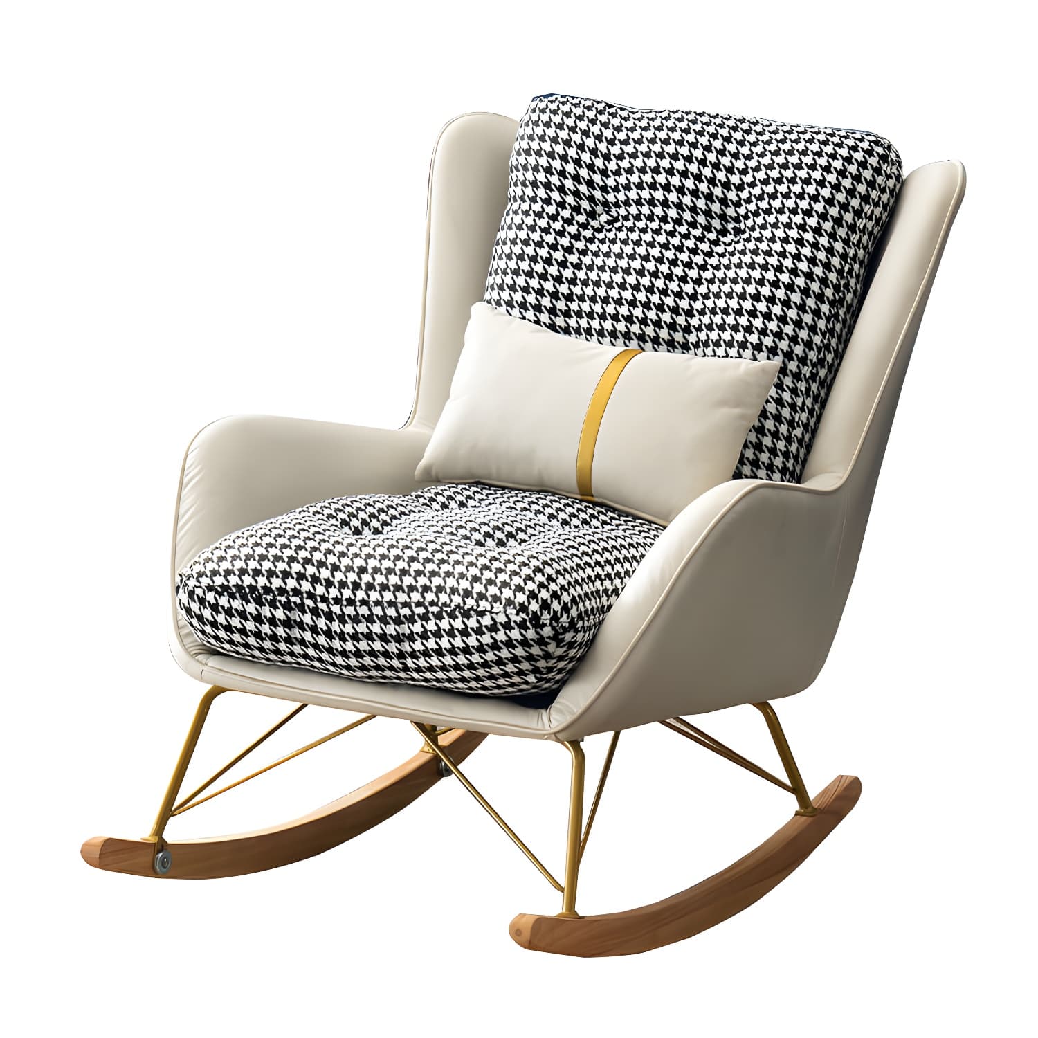 Modern Upholstered Rocker Chair Metal Frame Friction Resistant Rocker Chair for Home thumbnail 11