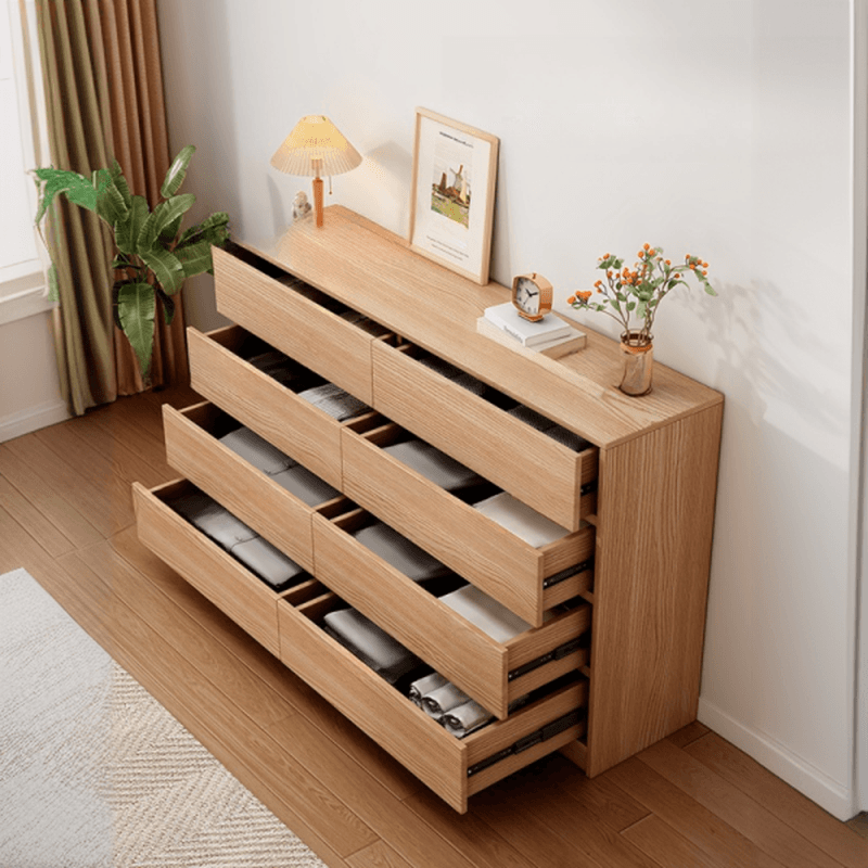 Natural Simplistic Natural Wood Double Dresser/Bachelor Chest/Lingerie Chest with 6/8/5 Drawers in Horizontal/Vertical Orientation thumbnail 1