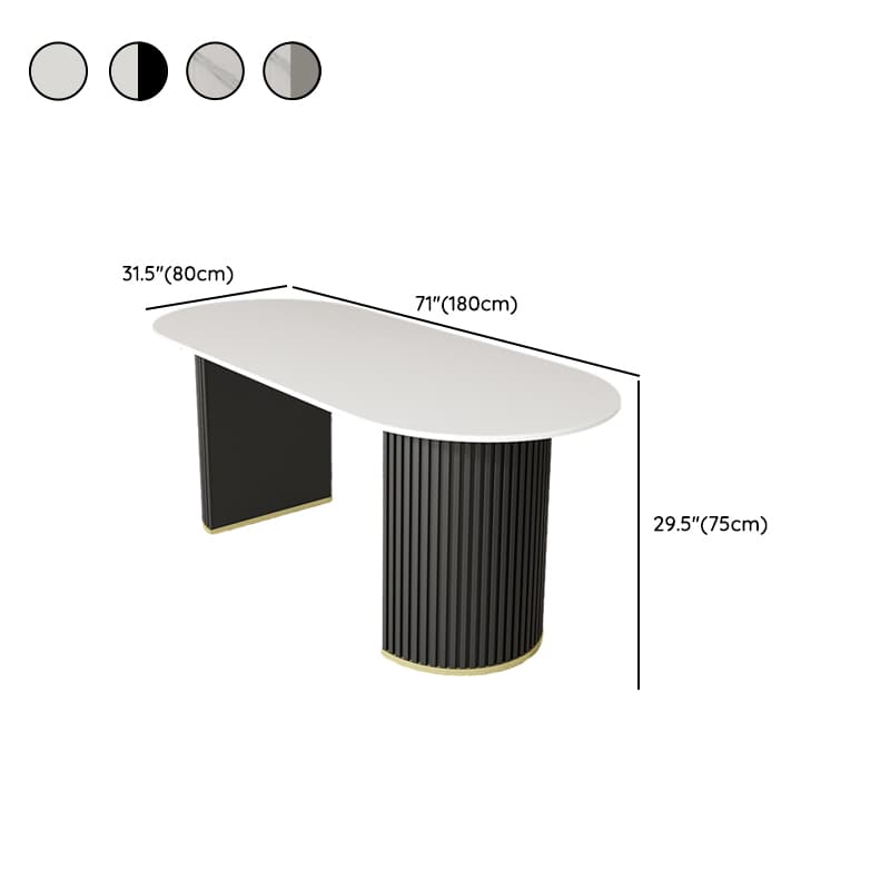 Contemporary Stone Top Oval Dining Table with Metal Legs for Dining Room thumbnail 17