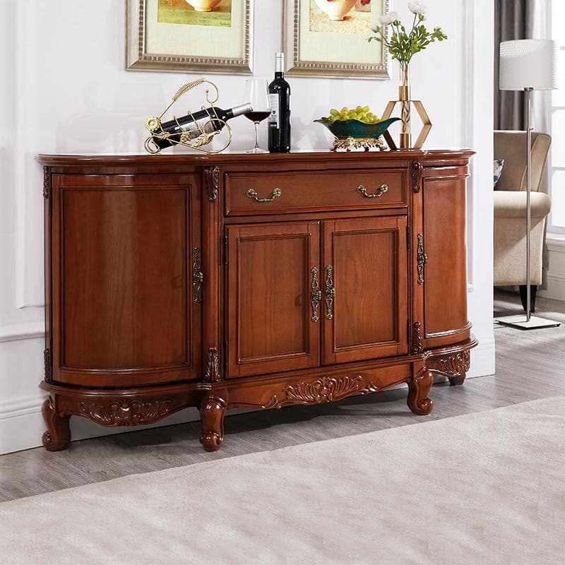 Traditional Wooden Sideboard with Storage Cabinets and Drawers thumbnail 5