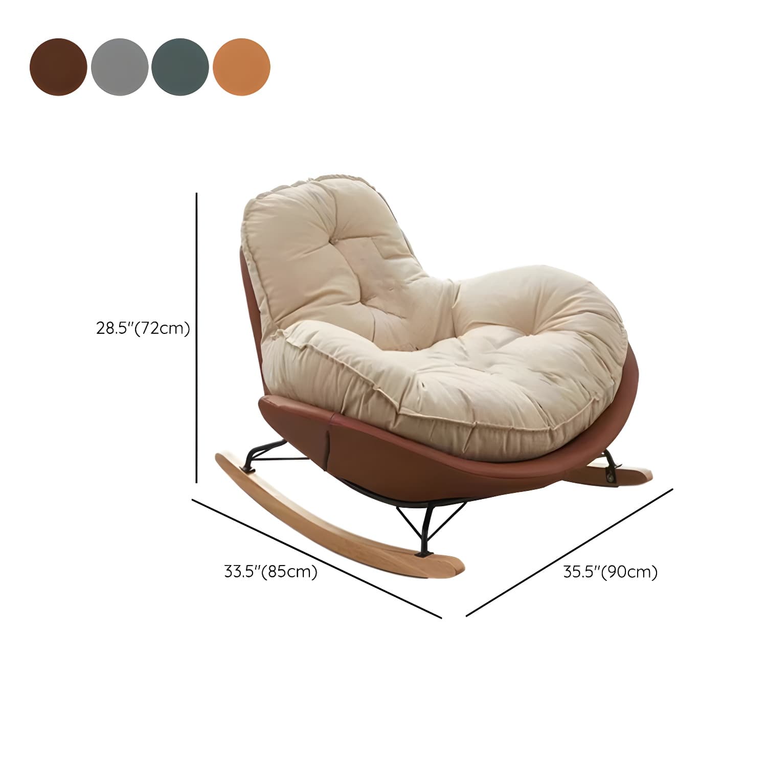 Modern Rocking Chair with Metal Frame and lint Upholstered, Solid Wood Legs and Armless Design - image 12