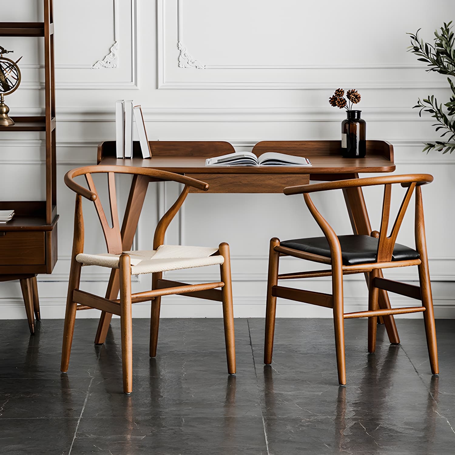 Scandinavian Style Wood Dining Chair Dining Room Wishbone Chair with Arm thumbnail 19