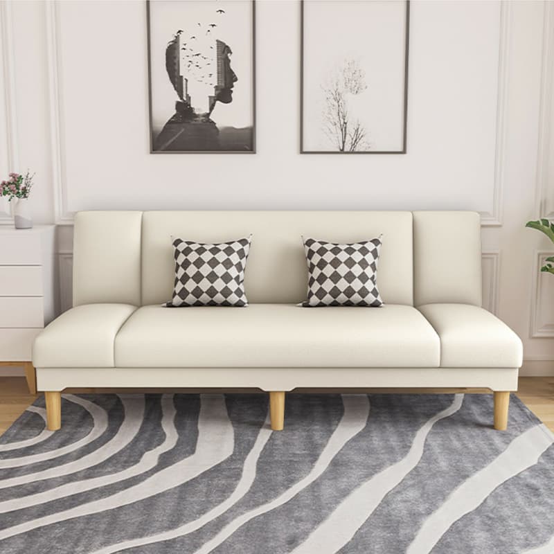 Scandinavian Armless Sleeper Sofa, Light Wood, Foam Filling, Includes Pillows thumbnail 20
