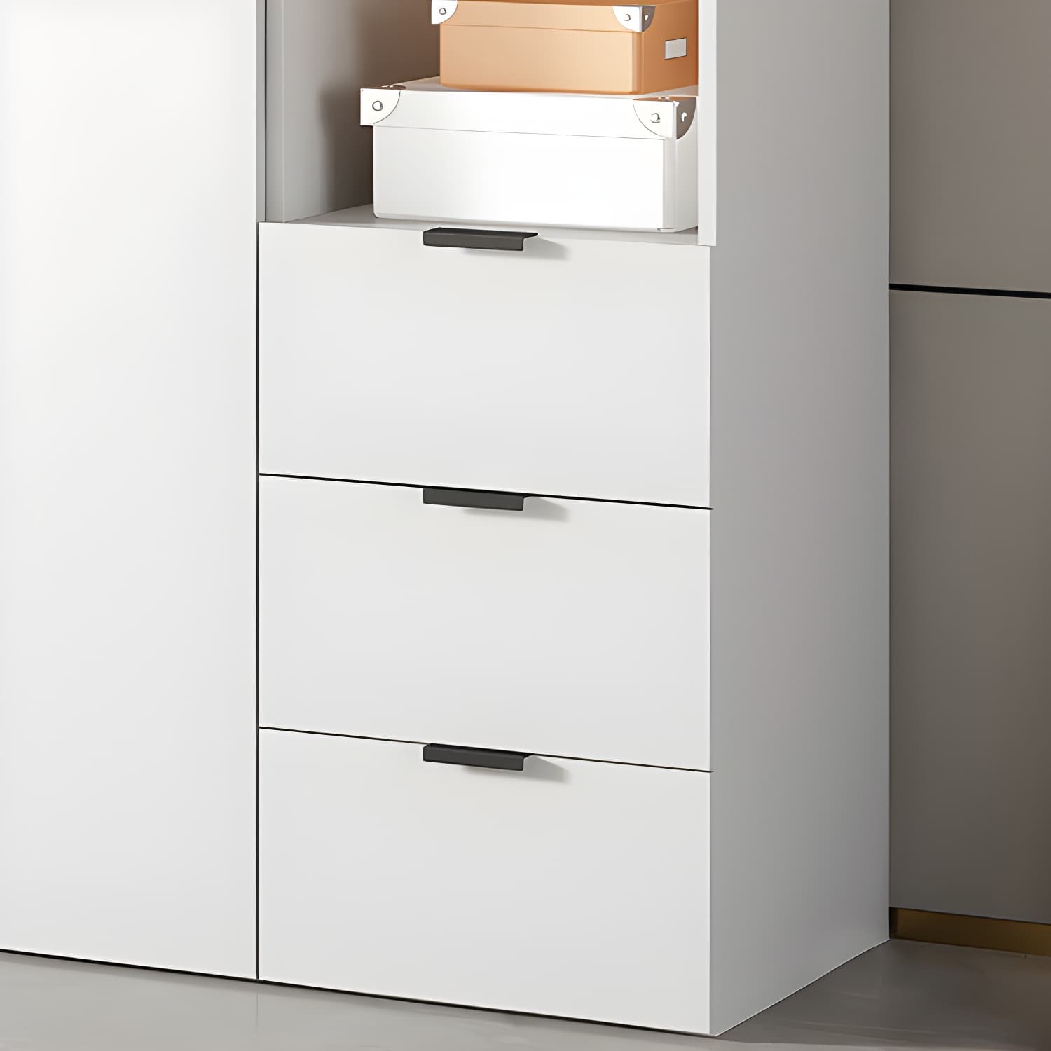 White Wood Wardrobe Armoire with Hinged Doors and Shelves Included thumbnail 8
