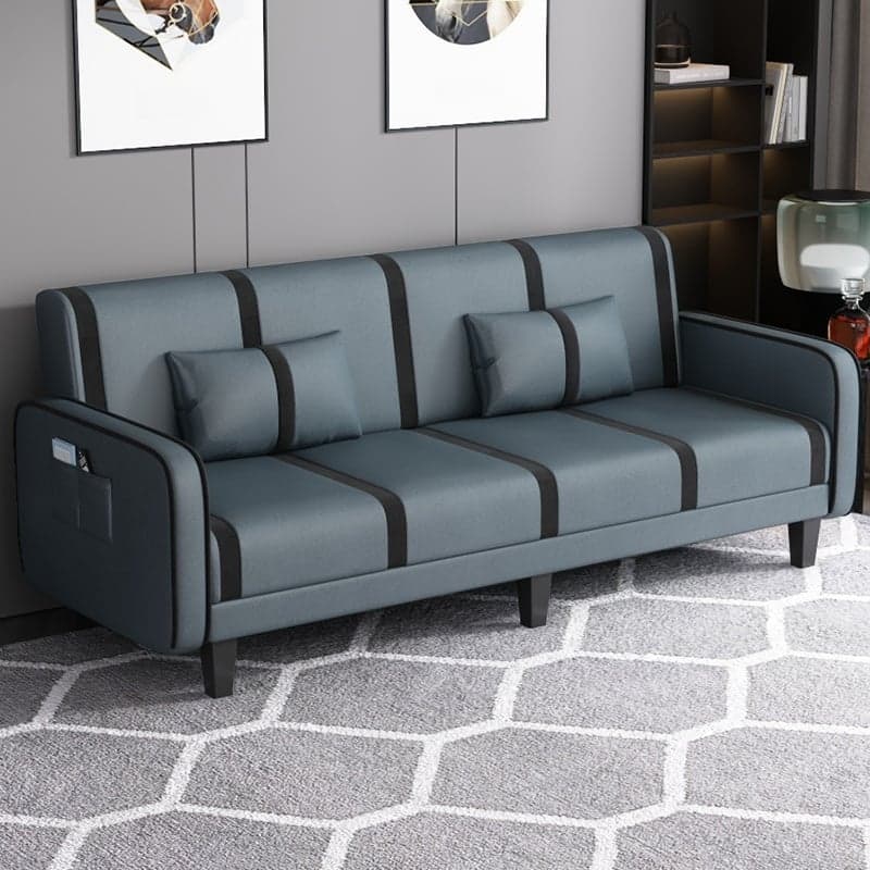 Striped Standard Sofa in Dark Gray/Cerulean/Off-White with Armrest thumbnail 2