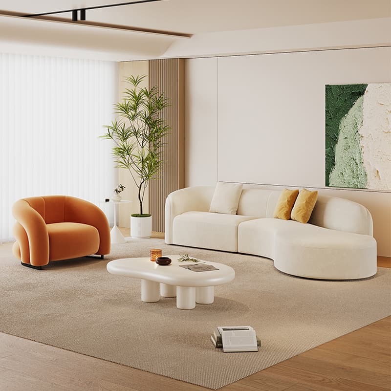 Living Room Use Arced/Straight Natural Wood Right Hand Facing/Horizontal Corner Sectional/Sofa with Concealed Support for 5/6 Person/for 2 thumbnail 4
