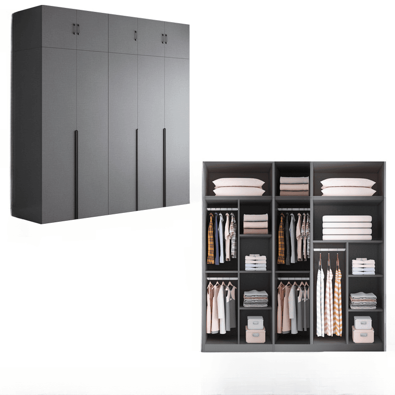 Trendy Dove Grey Wooden Wardrobe with Interior Shelves, Soft Close Door & Hanging Rod thumbnail 5