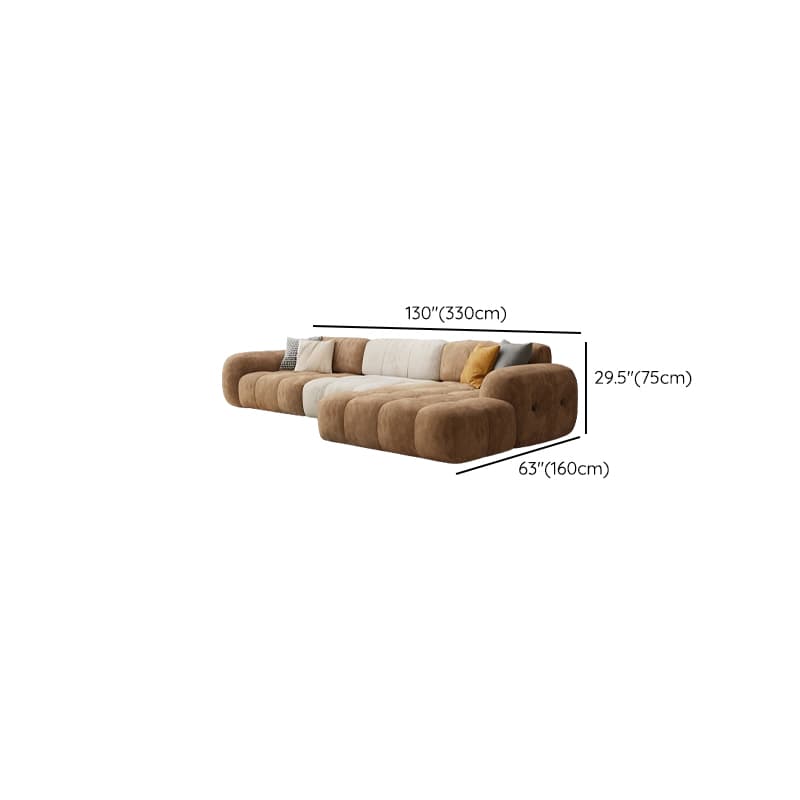Channel Back L-Shape/Straight Right Hand Facing/Horizontal Sofa Recliner/Sofa Couch in Brown/Beige with Concealed Support & Pine Wood Frame for Living Room thumbnail 25
