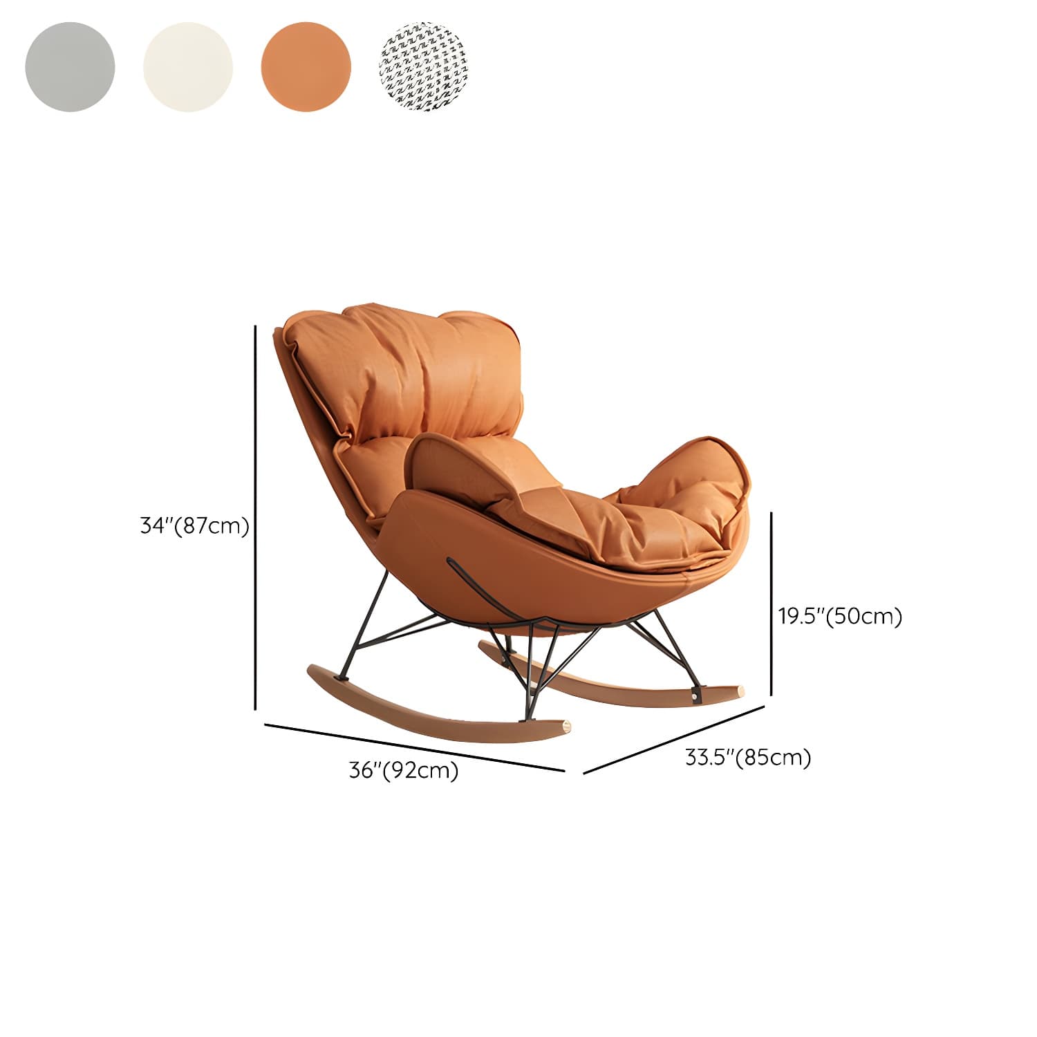 Stylish and Comfortable Modern Upholstered Indoor Rocking Chair with Natural Wood Legs thumbnail 17