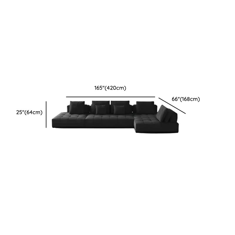 L-Shape Dark Upholstery Corner Sectional, Seats 5 with Button-tufted Design thumbnail 14