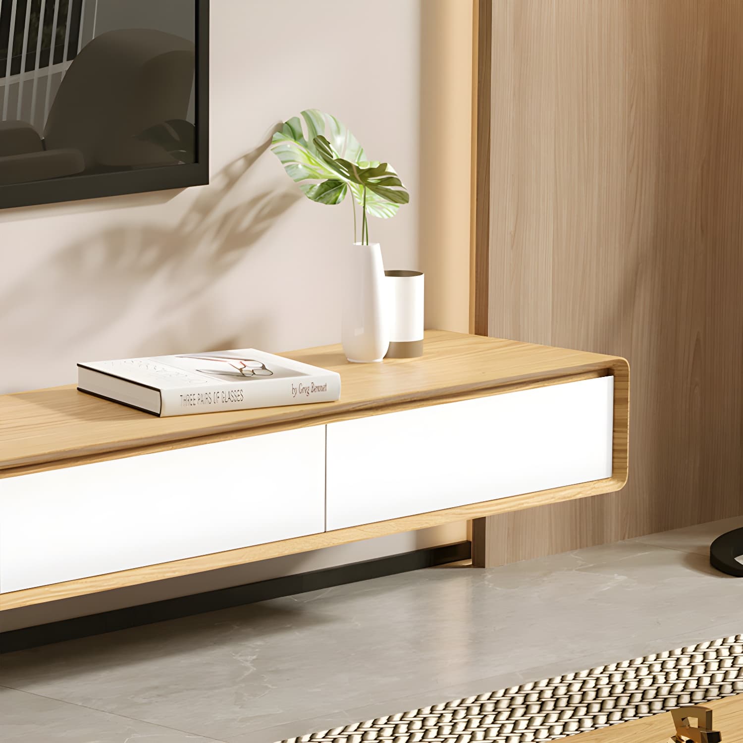 9"H Floating TV Console Modern TV Stand with Drawers for Living Room thumbnail 7
