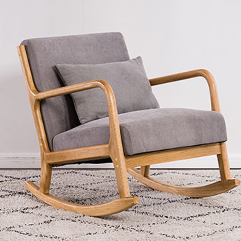 Modern Upholstered Rocking Chair with Natural Wood Legs and Recessed Back Cushion thumbnail 13