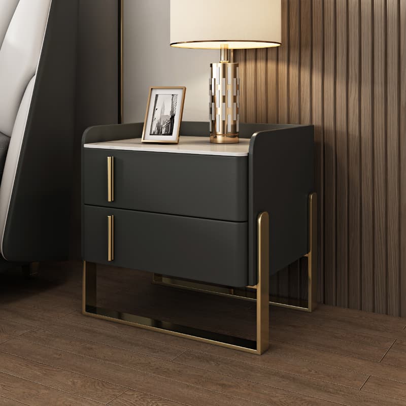 Nightstand With Drawer Organization with Leg, 2 Drawers and Stone Counter Top in a Casual Style thumbnail 5
