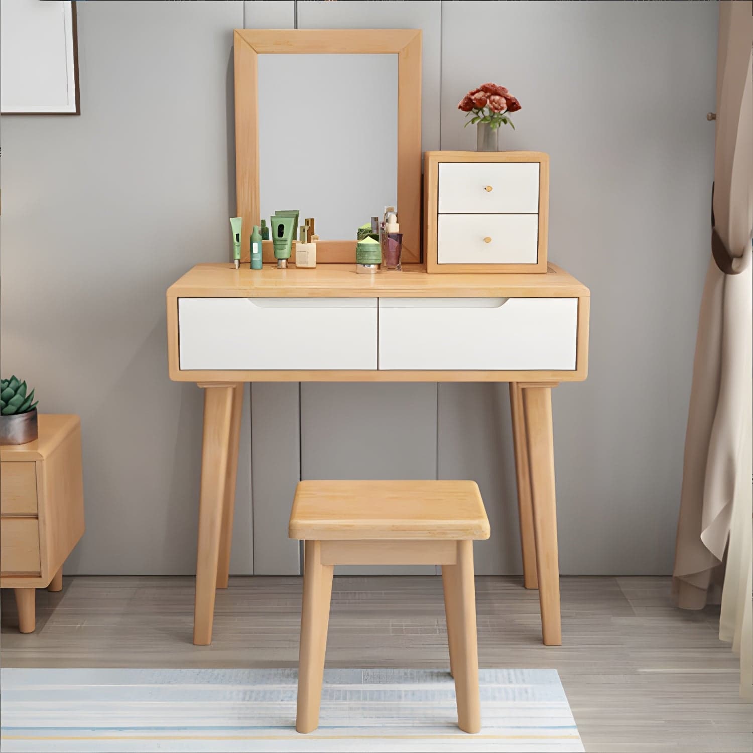 Traditions Make-up Vanity Solid Wood Bedroom With Drawer Dressing Table thumbnail 5
