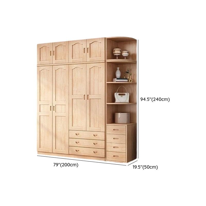 Scandinavian Natural Wood Wardrobe Armoire - 50cm Width - Drawers Included - image 32