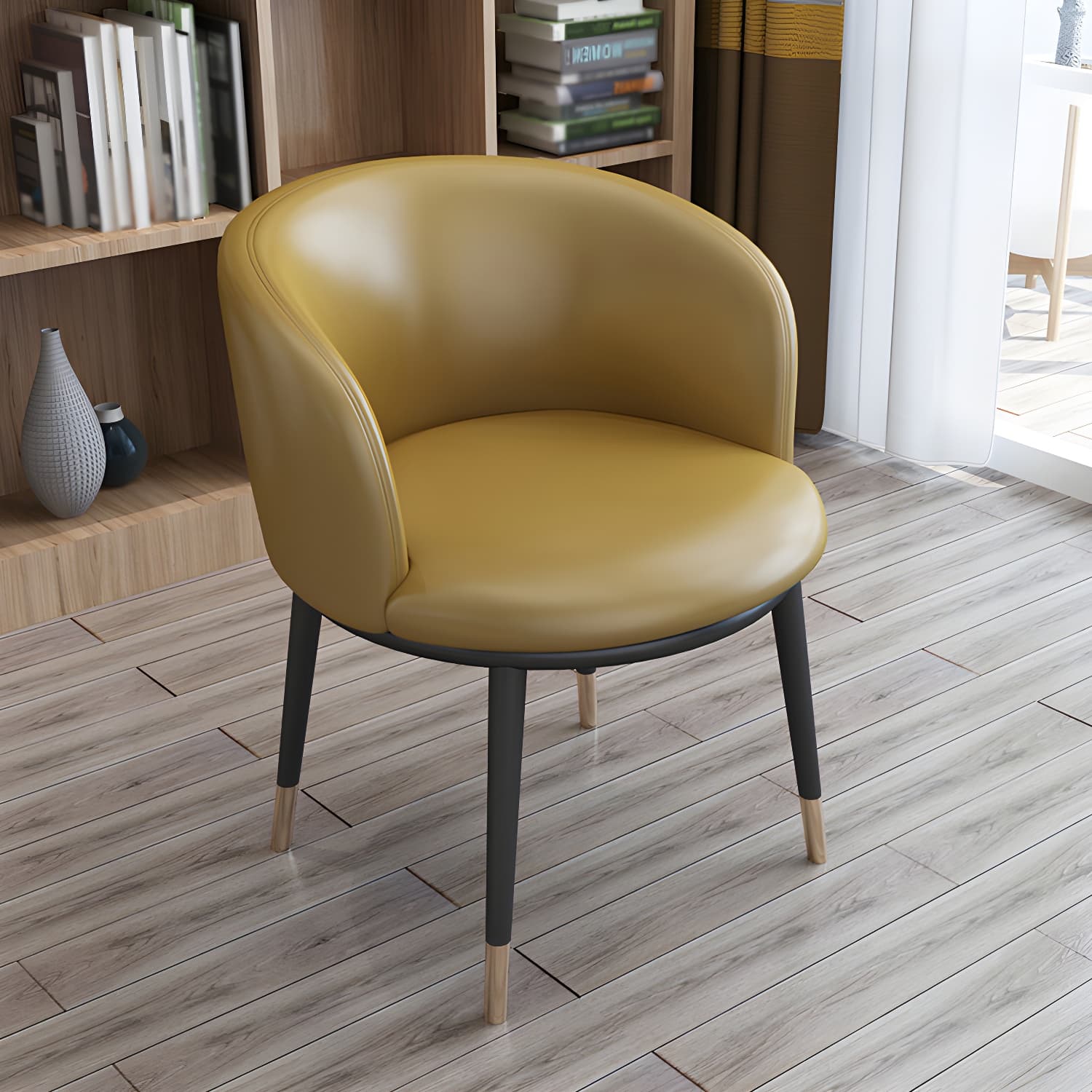 Faux Leather Contemporary Dining Chair with 4 Legs Matte Finish Solid Back Chair thumbnail 16