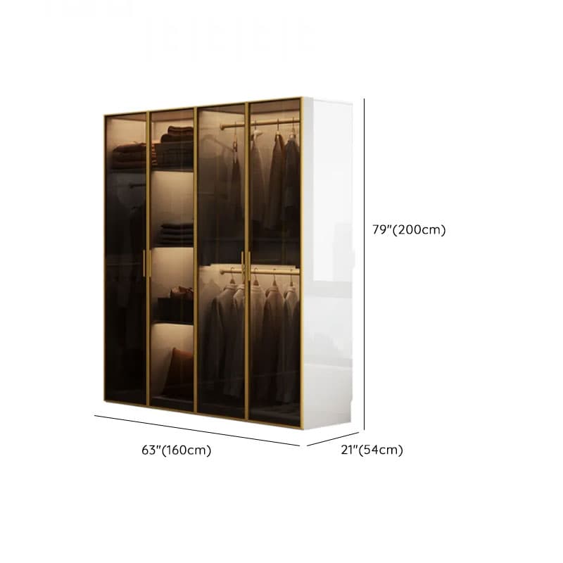 White Trendy Reclaimed Wood Almirah with Soft Close Drawer, Interior Shelves, and Hanging Rod thumbnail 14