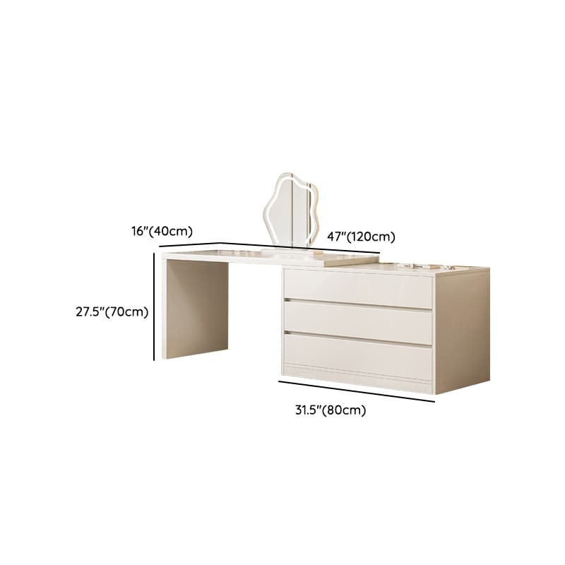 Chalk Modish Wood Makeup Vanity with Standard Length and Non-Upholstered Chair(s) thumbnail 20