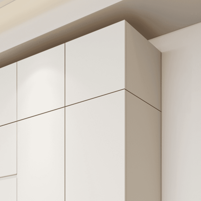 White Minimalist Manufactured Wood Independent Wardrobe Closet with Soft Close Drawer, Soft Close Door, and Interior Shelves thumbnail 5