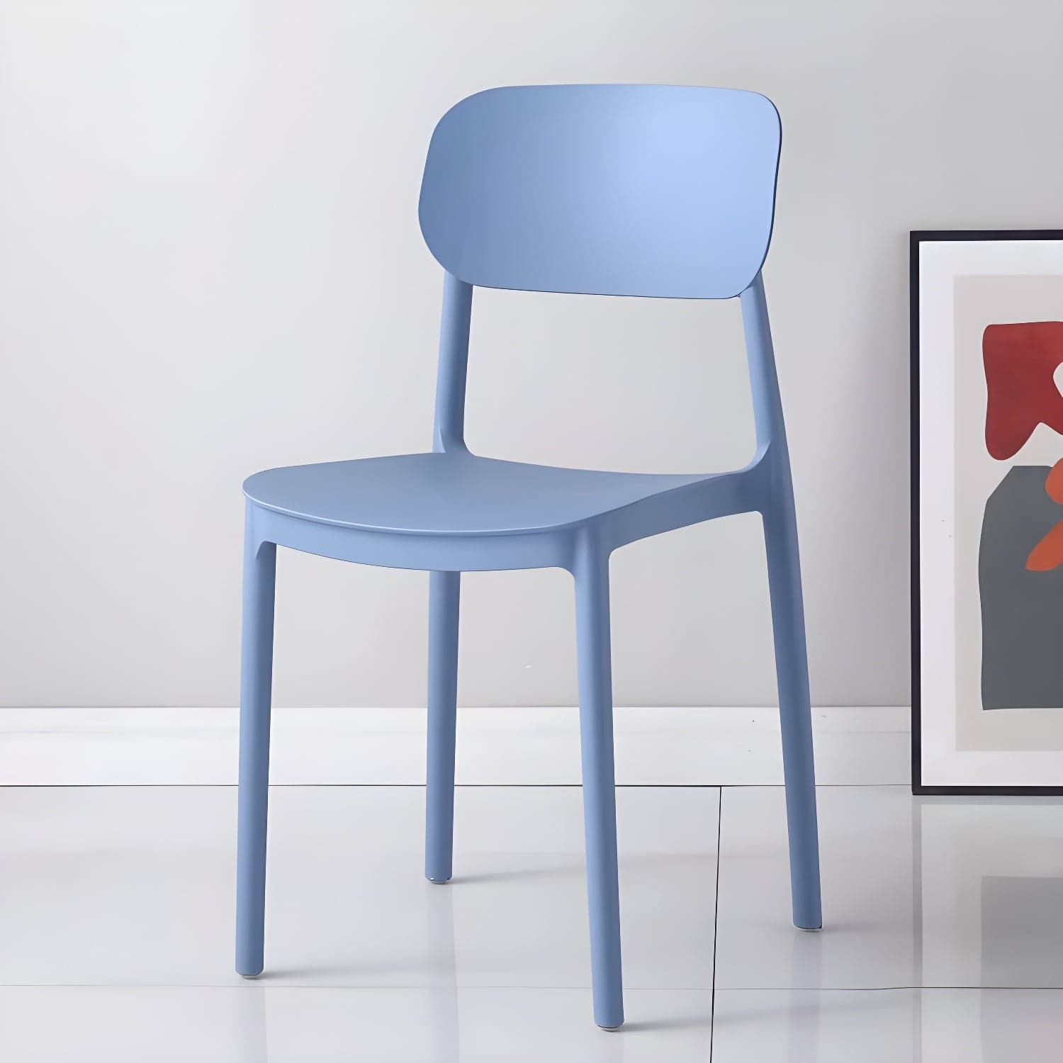 Stackable Scandinavian Style Side Chair with Low Back in Plastic & Acrylic - Armless thumbnail 4
