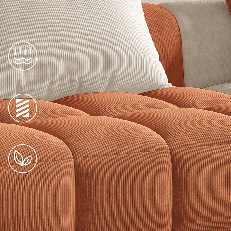 Vibrant Peony/Cerulean/Tangerine Color Sofa Couch with Round Arm and Concealed Support thumbnail 20