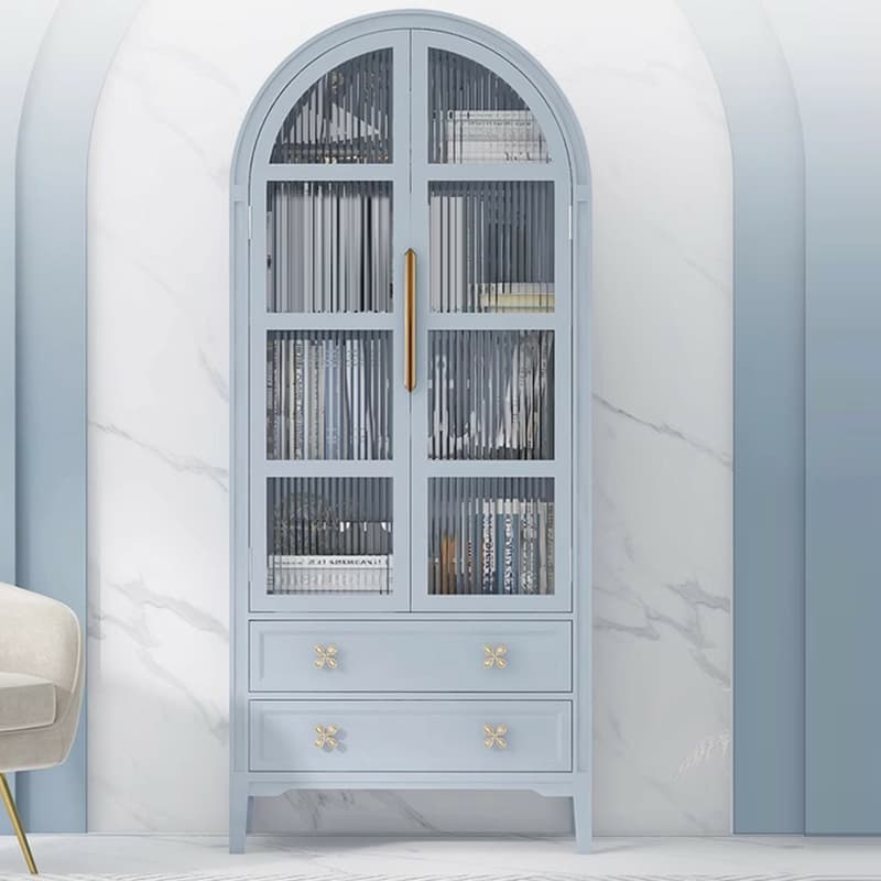 Self-supporting Grey /Azure/Peony Natural Wood Accent Cabinet with Squared Leg Drawing Room thumbnail 5