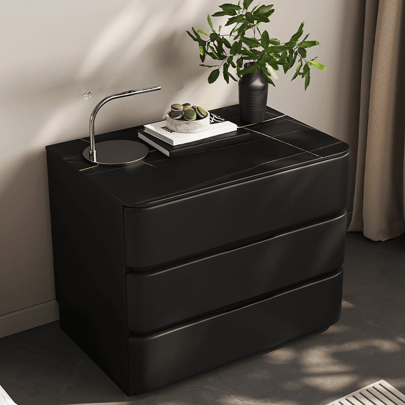 Art Deco Nightstand With Drawer Organization with 3 Drawers thumbnail 1