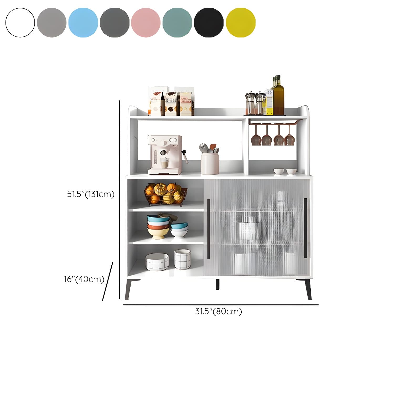 Contemporary Engineered Wood Glass Door Sideboard with Shelf for Dinging Room thumbnail 16