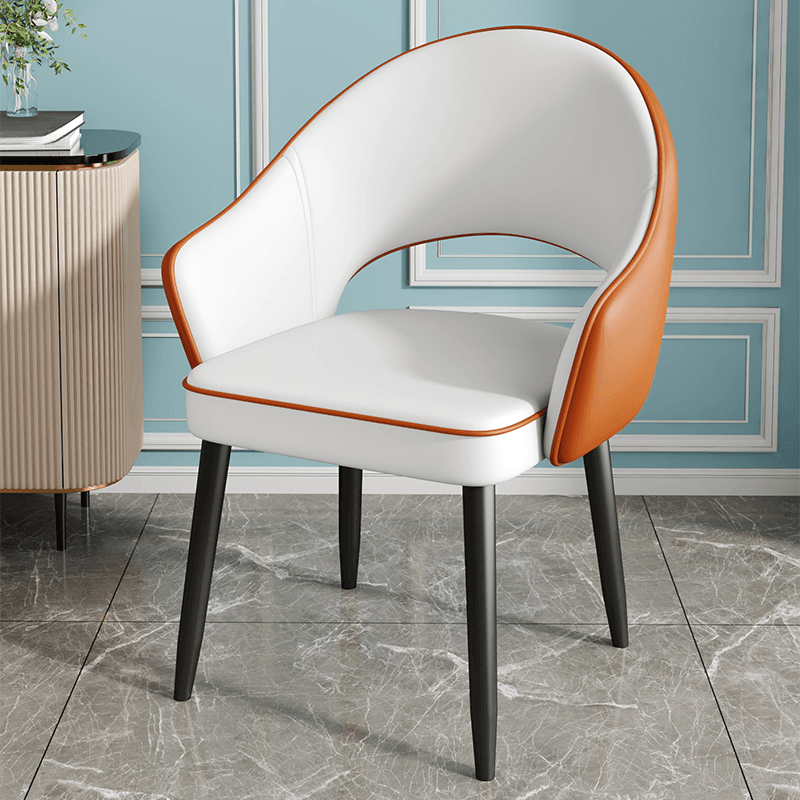 Modish Arm Chair with Ventilated Back, Padded Upholstery, Arms, and Steel Legs thumbnail 8