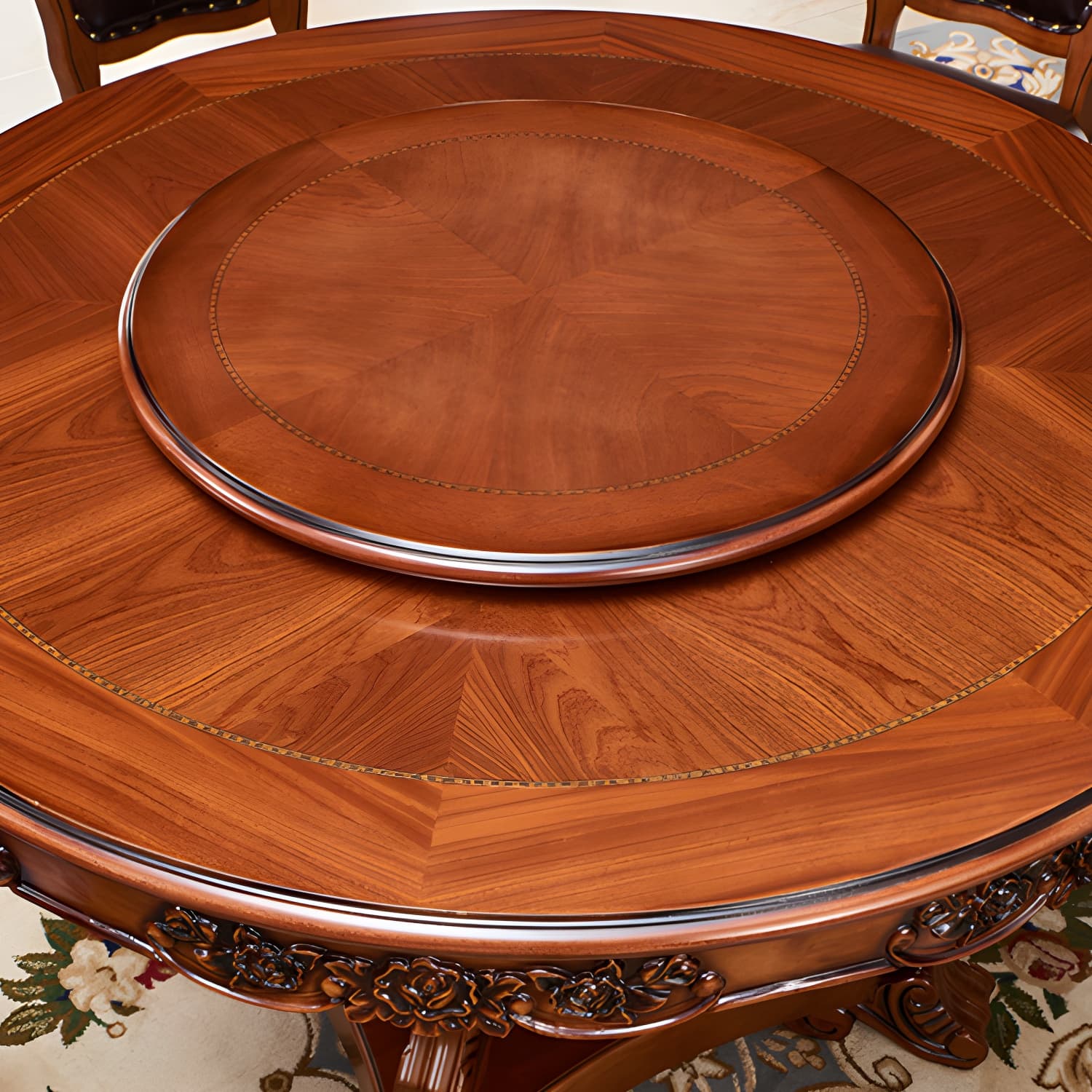 Rubberwood Base Victorian Round Table Pedestal Base Table for Dining Room thumbnail 7