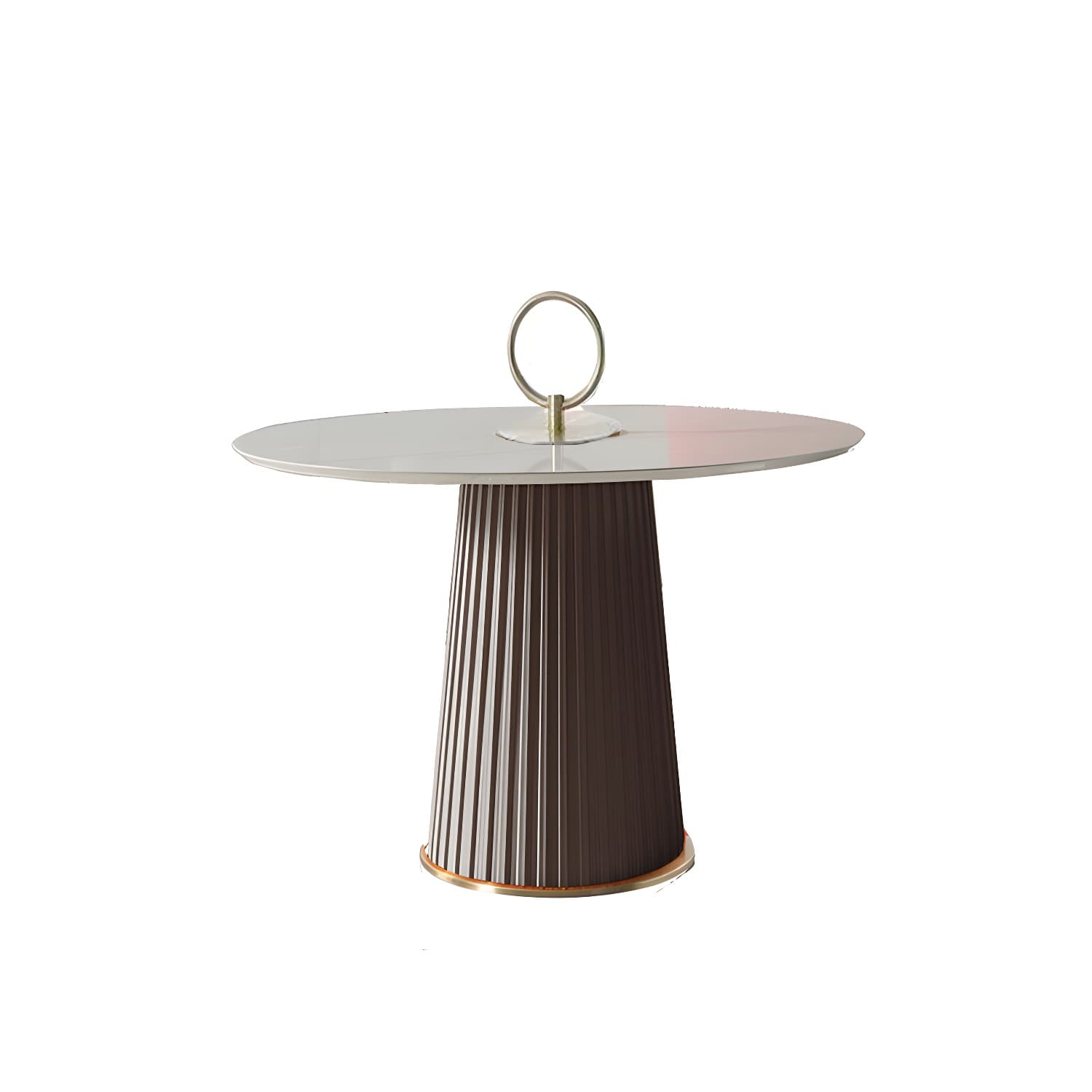 Modern Metal Cocktail Table Round Pedestal Coffee Table - White thumbnail 9