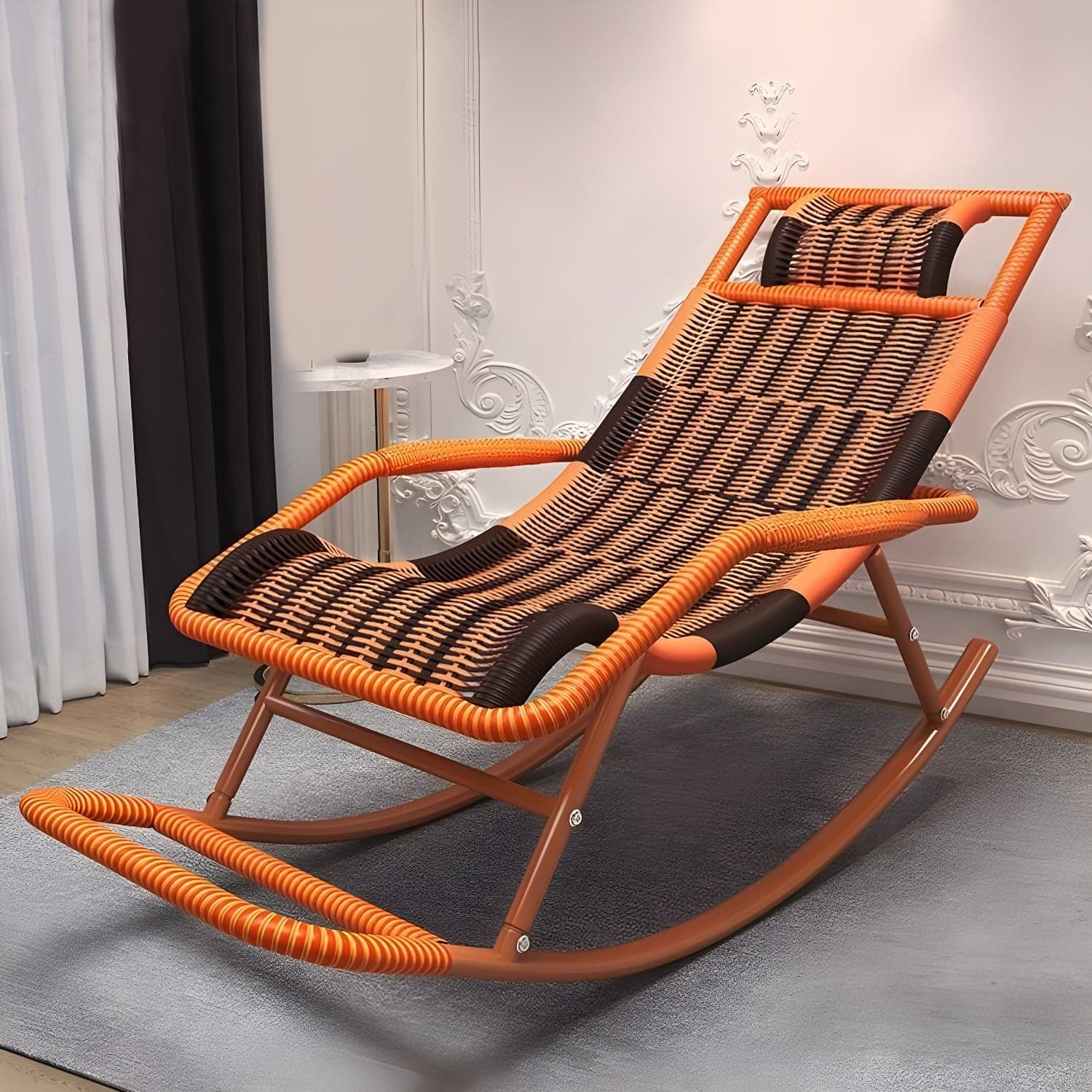 Modern Rattan Rocker Chair Reclining Rocking Chair for Home Decor - image 7