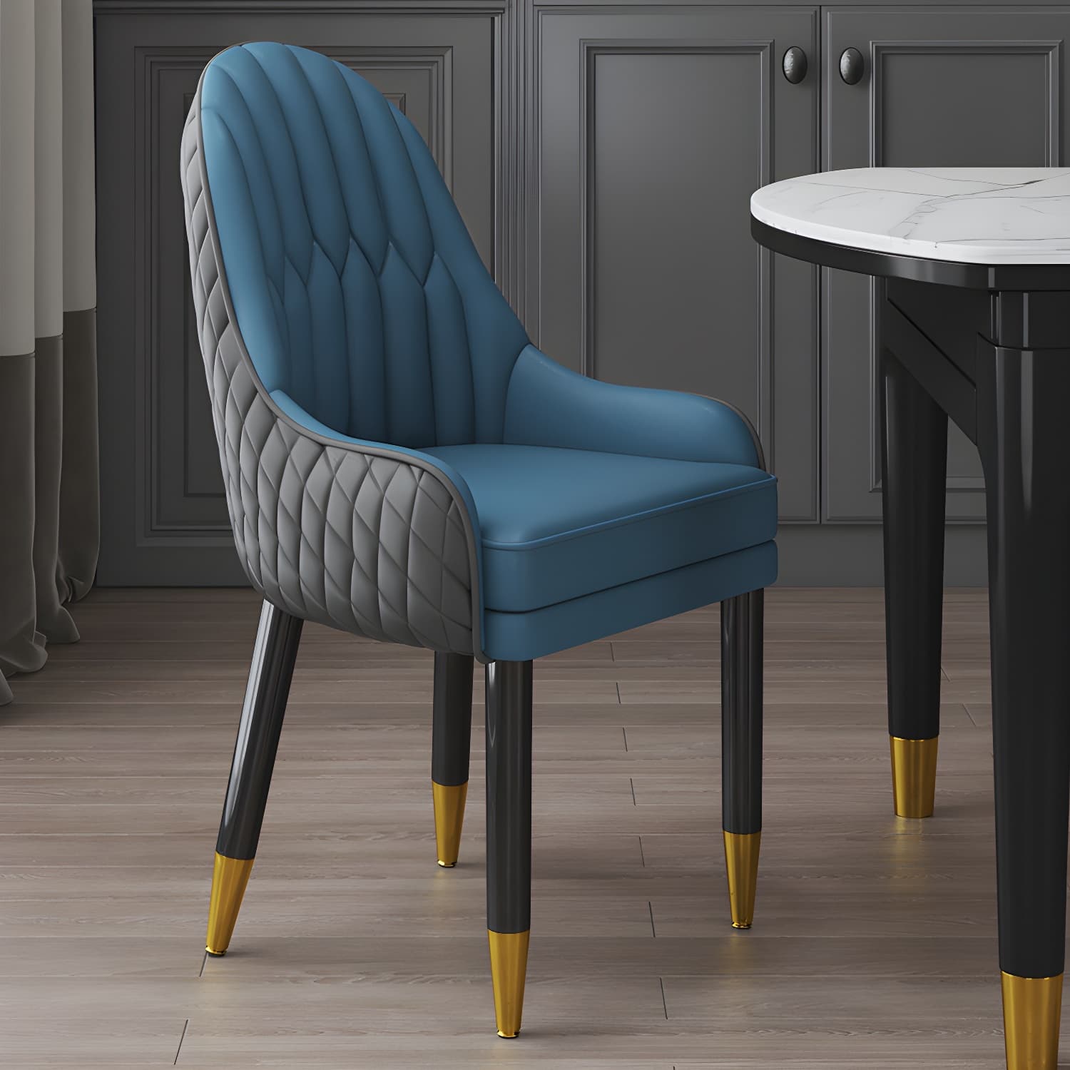 Scandinavian Indoor Arm Chair Upholstered Parsons Back Wood Dining Room Chair thumbnail 5
