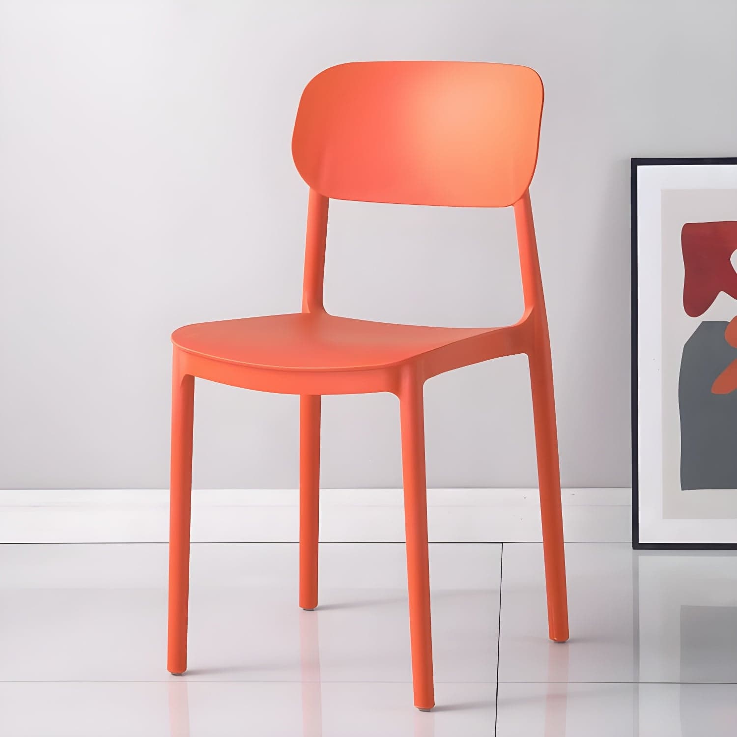 Stackable Scandinavian Style Side Chair with Low Back in Plastic & Acrylic - Armless thumbnail 6