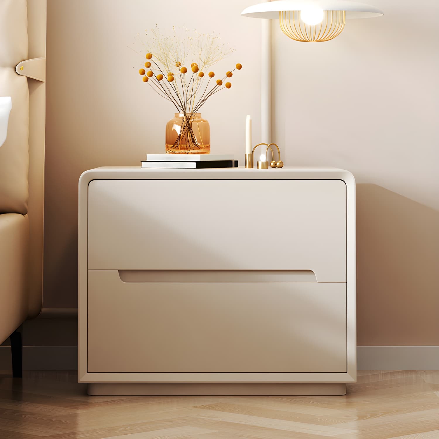 Modern Wood Drawer Nightstand for Small Spaces with 2 Drawers in Narrow Design thumbnail 9