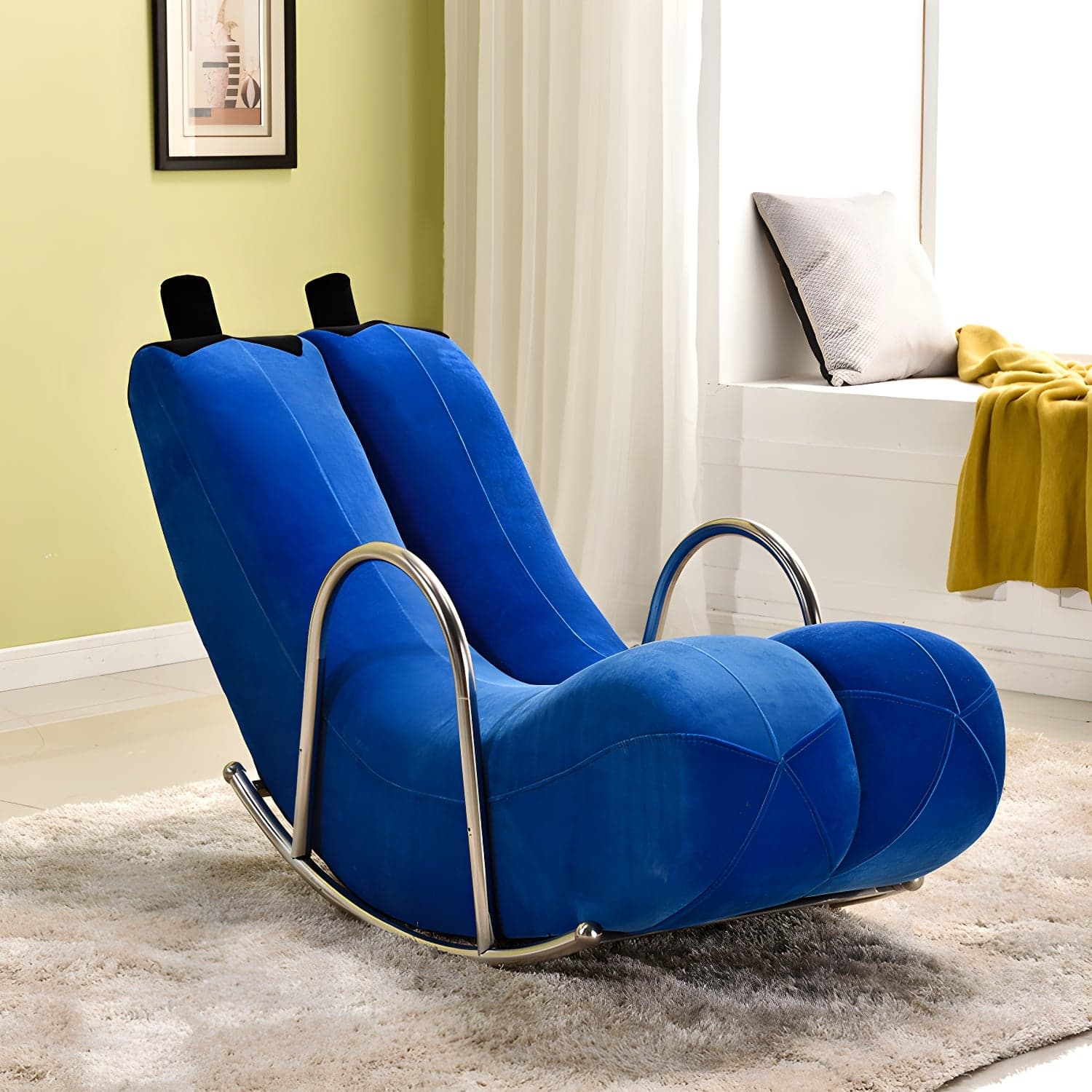 Stylish Silver Upholstered Rocking Chair with Track Arms - Modern Comfort thumbnail 7