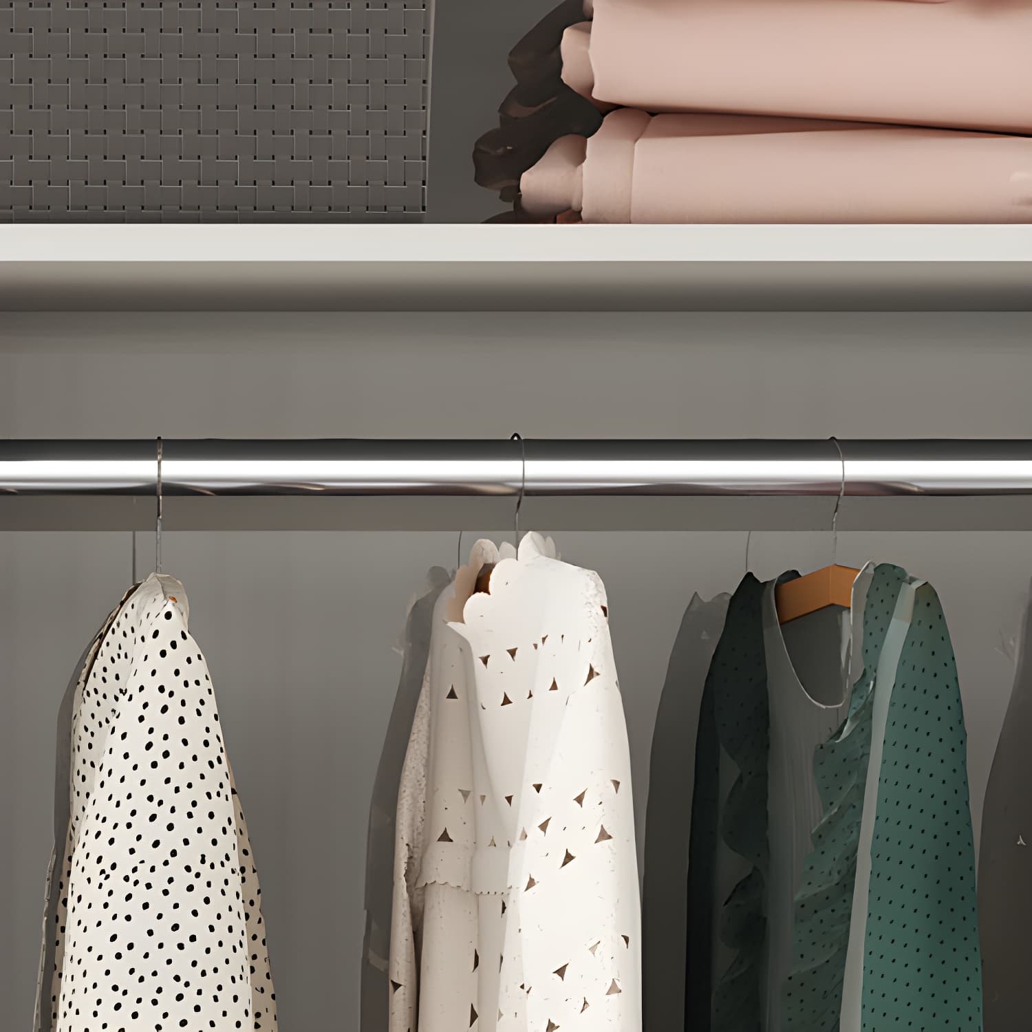 White Glass Wardrobe Rod Included Wardrobe Wardrobe Closet without Light thumbnail 7