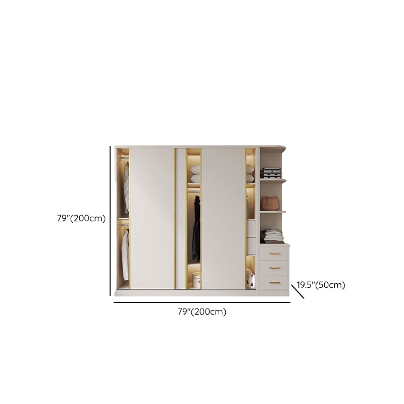 Attractive Modern White Wardrobe Armoire with Clothing Rod & Shelves thumbnail 13