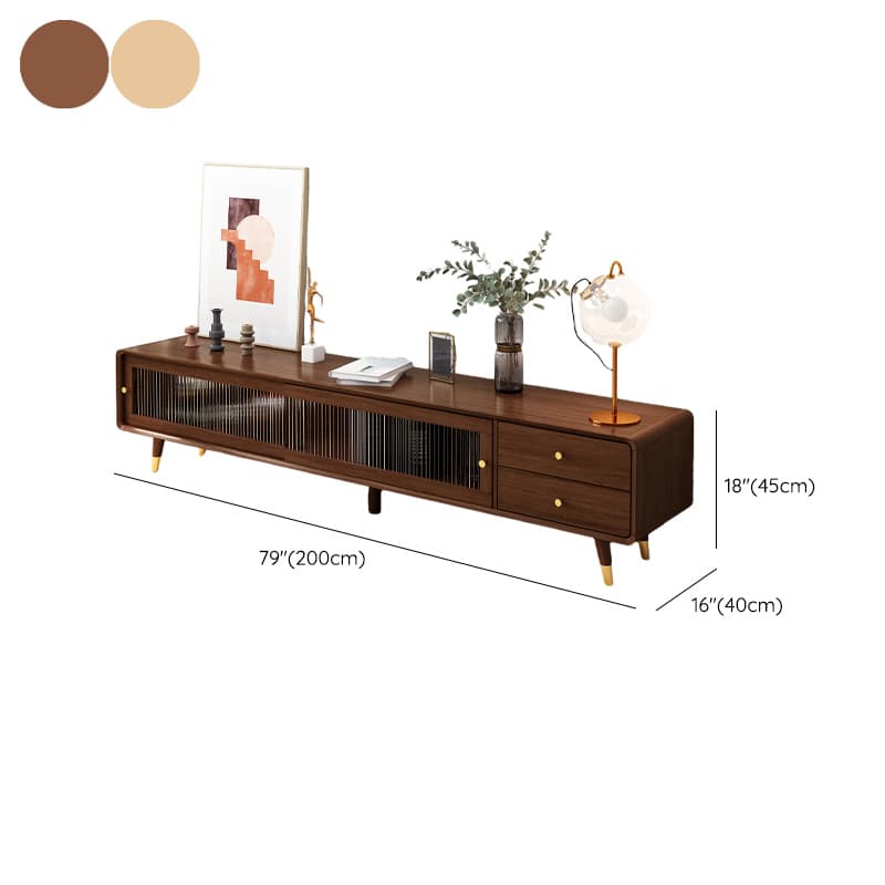 Scandinavian Style Low Height Wood TV Stand With 2 Drawers and Cabinet, Size 15.7'' x 17.7'' thumbnail 14