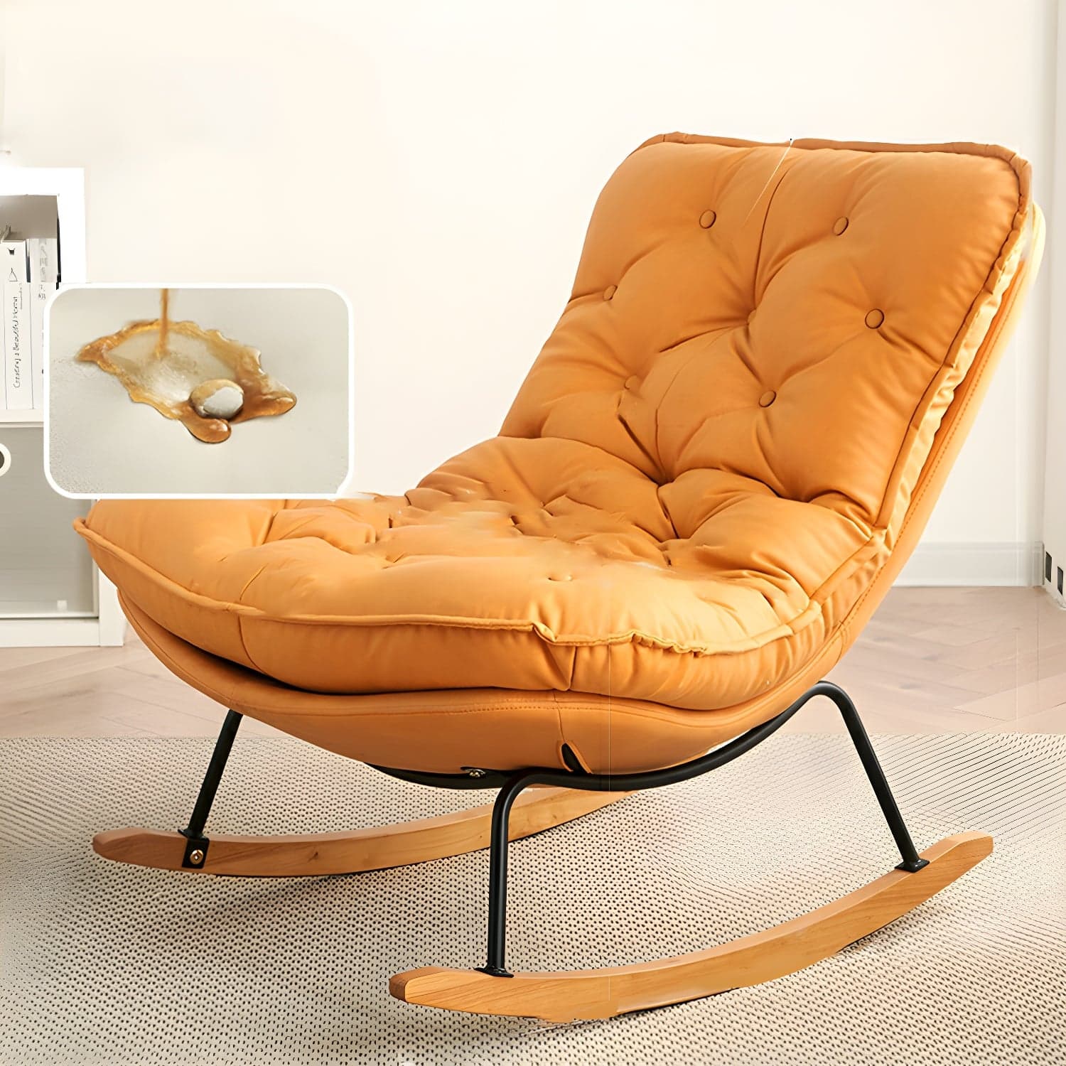 41" Wide Upholstered Button-Tufted Rocking Accent Chair with Legs thumbnail 4