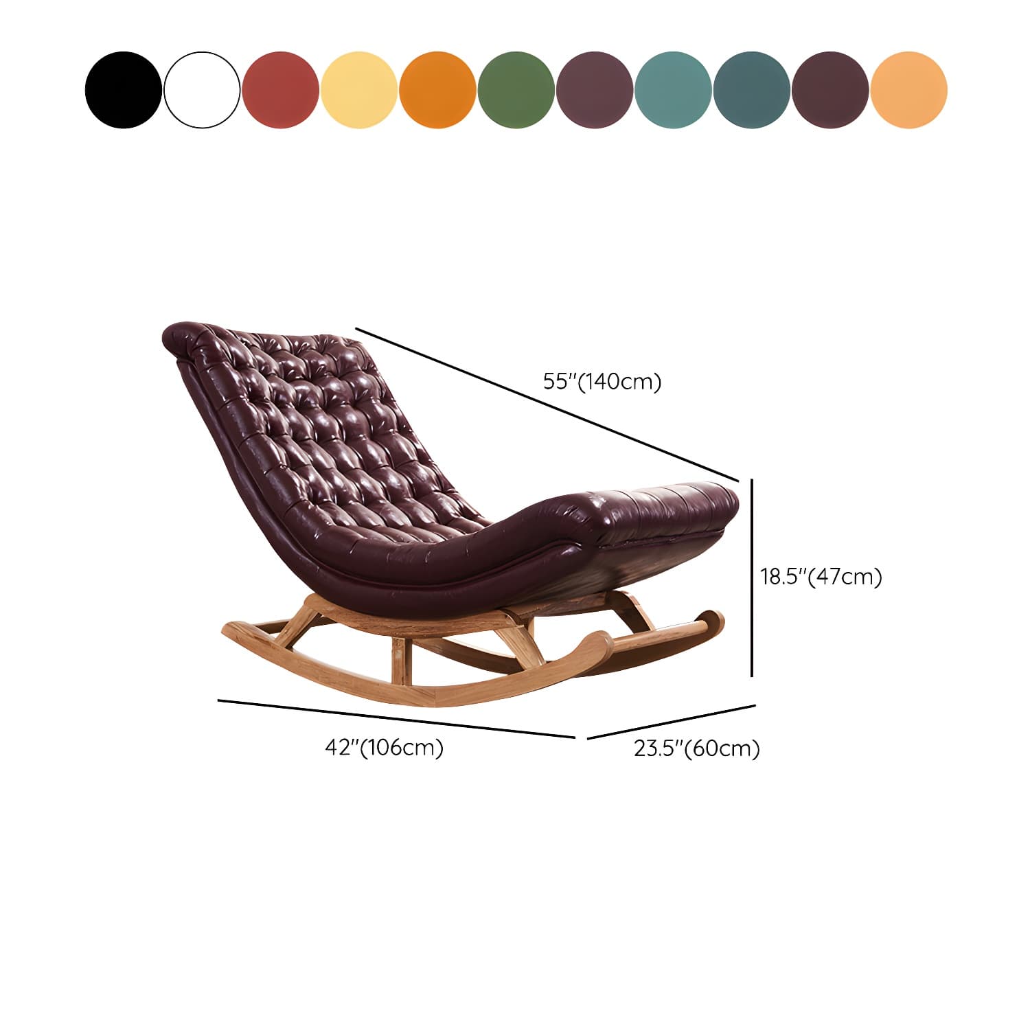 Indoor Leisure Chaise Chair Modern Wooden Upholstered Rocking Chair thumbnail 17