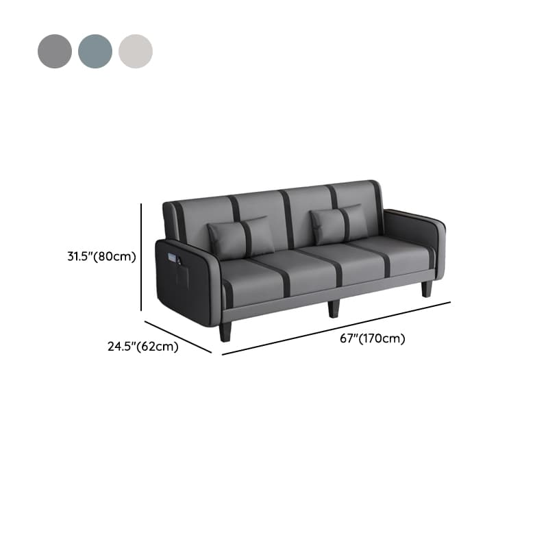 Trendy Solid Color Stain Resistant Standard Sofa/Loveseat in Dark Gray/Cerulean/Light Brown with Arm, Seats 3/2 People, and 2 Pillows thumbnail 25