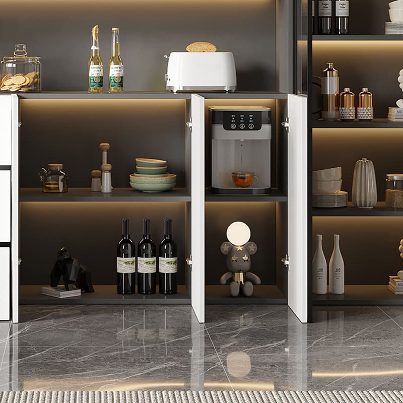 White Modern Buffet Cabinet with Cabinets and Shelves, Full Assembly Needed thumbnail 7